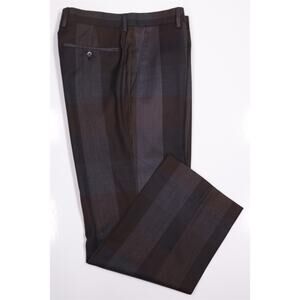 Etro Mens Brown Plaid Flat Front Wool Dress Pants Trousers Eu 48 - 30x27